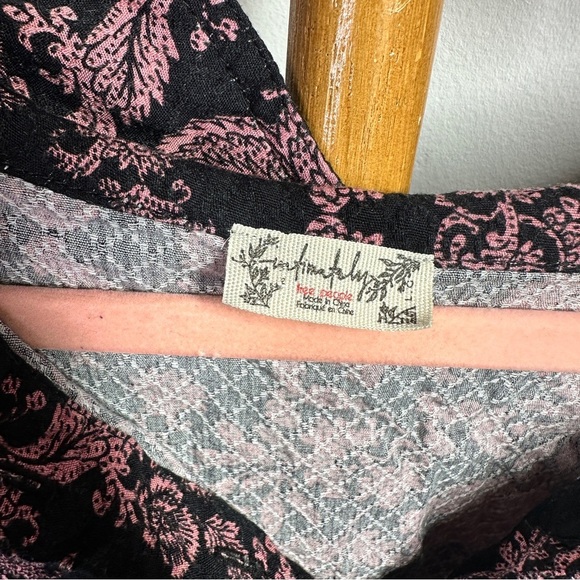 Free People Intimates Black and Purple Pajama Set sz L - Picture 5 of 7